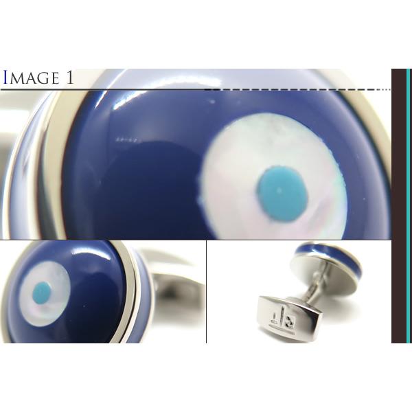 ブランド アクセサリー TATEOSSIAN タテオシアン エナメル ミロス イービルアイ カフス（ブルーエナメル、ブルーレジン、白蝶貝）父の日 爆買の画像