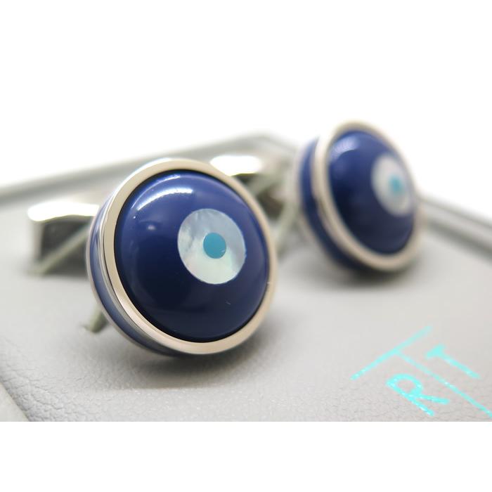 ブランド アクセサリー TATEOSSIAN タテオシアン エナメル ミロス イービルアイ カフス（ブルーエナメル、ブルーレジン、白蝶貝）父の日 爆買の画像