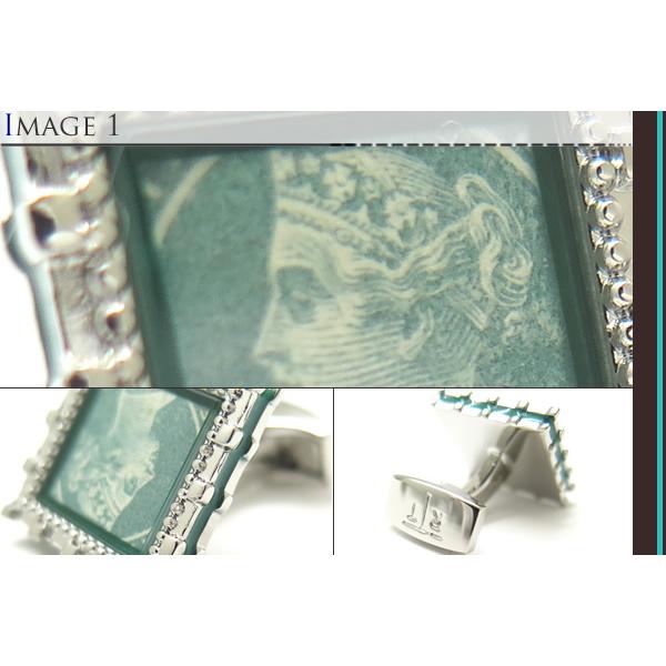 ブランド アクセサリー TATEOSSIAN タテオシアン レガリア ビクトリア カフス（パラジウム&グリーン切手）カフスボタン カフリンクス 父の日 爆買の画像