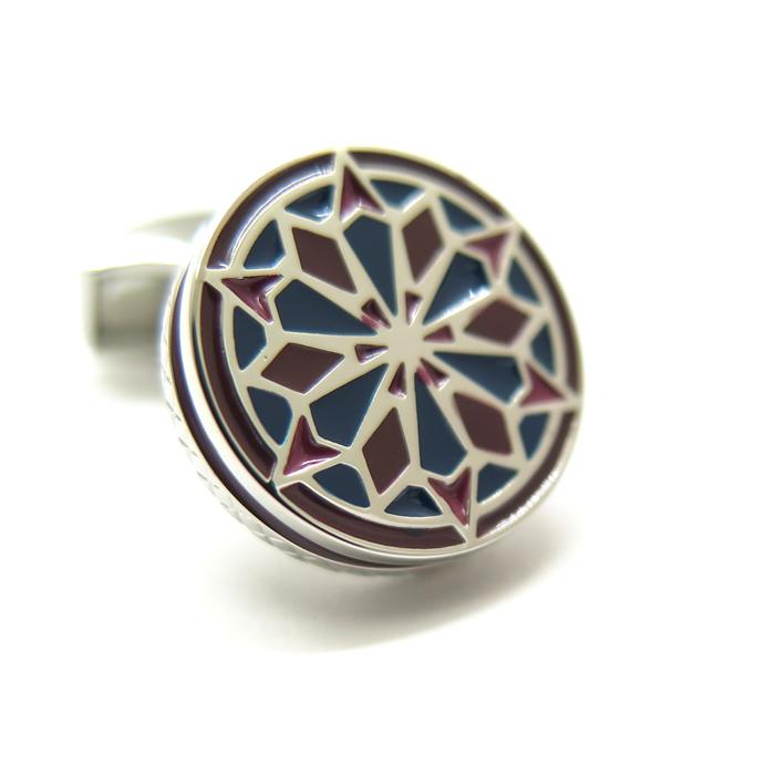 ブランド アクセサリー TATEOSSIAN タテオシアン エナメル ラサ 曼荼羅カフス（パラジウム＆レッド）カフスボタン カフリンクス 父の日 爆買の画像