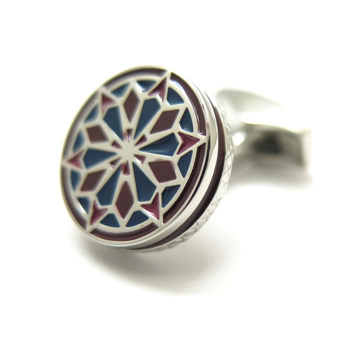 ブランド アクセサリー TATEOSSIAN タテオシアン エナメル ラサ 曼荼羅カフス（パラジウム＆レッド）カフスボタン カフリンクス 父の日 爆買の画像