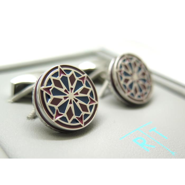 ブランド アクセサリー TATEOSSIAN タテオシアン エナメル ラサ 曼荼羅カフス（パラジウム＆レッド）カフスボタン カフリンクス 父の日 爆買の画像