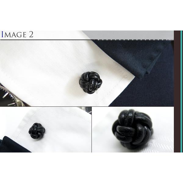 ブランド アクセサリー TATEOSSIAN タテオシアン ノード ペッレ レザー カフス（ロジウム＆ブラック）カフリンクス カフスボタン 父の日 爆買の画像