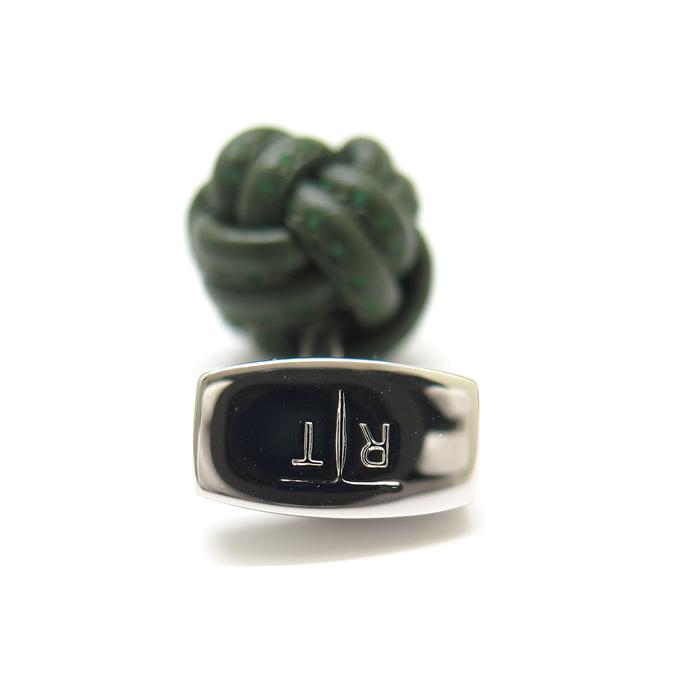 ブランド アクセサリー TATEOSSIAN タテオシアン ノード ペッレ レザー カフス（ロジウム＆グリーン）カフリンクス カフスボタン 父の日 爆買の画像