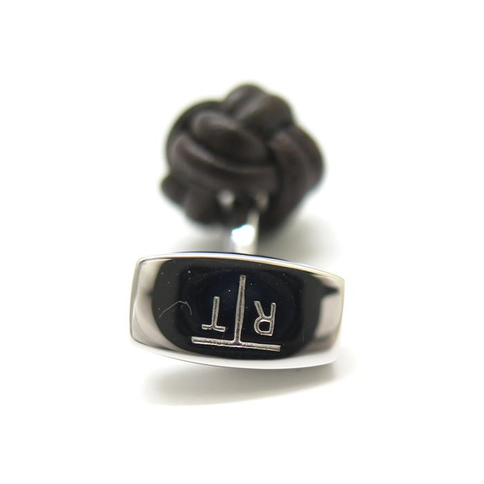 ブランド アクセサリー TATEOSSIAN タテオシアン ノード ペッレ レザー カフス（ロジウム＆ブラウン）カフリンクス カフスボタン 父の日 爆買の画像