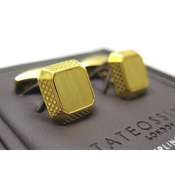 ブランド アクセサリー TATEOSSIAN タテオシアン シグニチャ オクト シルバー カフス（イエローゴールド）カフスボタン カフリンクス 父の日 爆買の画像