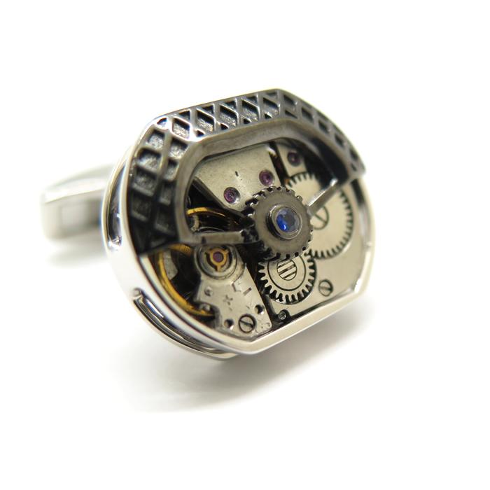 ブランド アクセサリー TATEOSSIAN タテオシアン トノー スケルトン シルバー カフス（ロジウム、ブラックロジウム&サファイア）世界限定300セットの画像