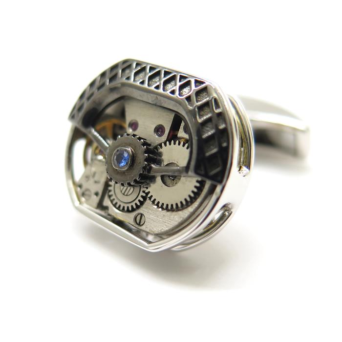 ブランド アクセサリー TATEOSSIAN タテオシアン トノー スケルトン シルバー カフス（ロジウム、ブラックロジウム&サファイア）世界限定300セットの画像