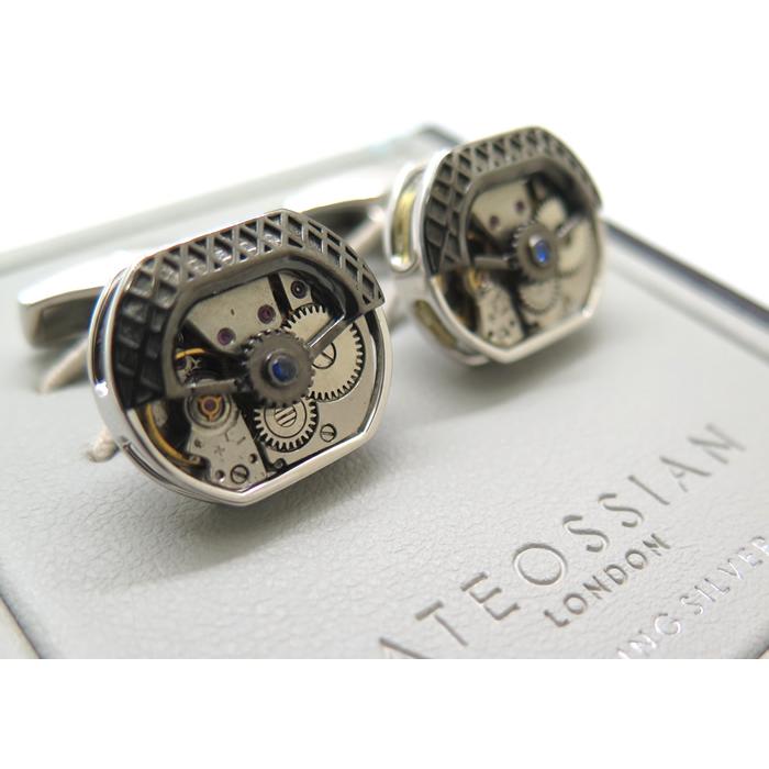 ブランド アクセサリー TATEOSSIAN タテオシアン トノー スケルトン シルバー カフス（ロジウム、ブラックロジウム&サファイア）世界限定300セットの画像