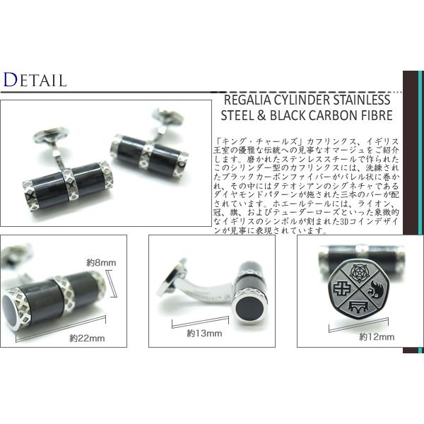 ブランド アクセサリー TATEOSSIAN タテオシアン レガリア シリンダー カフス（ステンレス＆ブラックカーボンファイバー）カフスボタン 父の日の画像