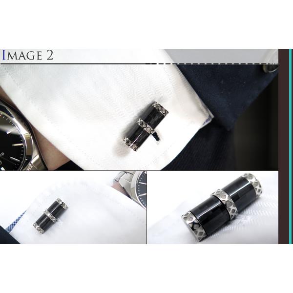 ブランド アクセサリー TATEOSSIAN タテオシアン レガリア シリンダー カフス（ステンレス＆ブラックカーボンファイバー）カフスボタン 父の日の画像