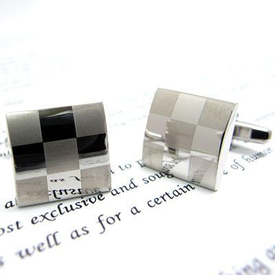 Simple 2500 メンズ アクセサリー マット＆グロス カフス カフスボタン カフリンクス 市松模様 シンプル 四角 クリスマス 爆買 | 