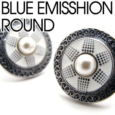 メンズ アクセサリー カフスブルーエミッションラウンドカフス（カフスボタン カフリンクス） Basic 5000 バレンタイン 爆買 | 