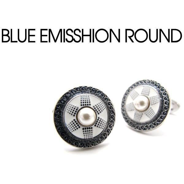 メンズ アクセサリー カフスブルーエミッションラウンドカフス（カフスボタン カフリンクス） Basic 5000 バレンタイン 爆買 |  | 01