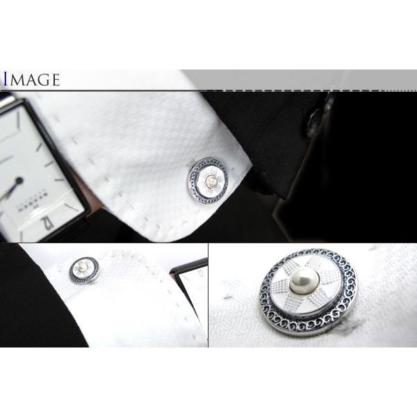 メンズ アクセサリー カフスブルーエミッションラウンドカフス（カフスボタン カフリンクス） Basic 5000 バレンタイン 爆買 |  | 03