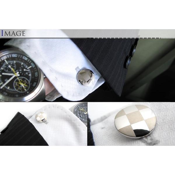 メンズ アクセサリー Simple 2500 ラウンド マット＆グロス カフス カフスボタン カフリンクス シンプル 市松模様 クリスマス 爆買 |  | 02