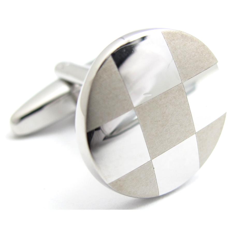 メンズ アクセサリー Simple 2500 ラウンド マット＆グロス カフス カフスボタン カフリンクス シンプル 市松模様 クリスマス 爆買 |  | 03