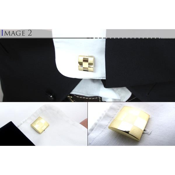メンズ アクセサリー Simple 2500 マット＆グロス カフス（ゴールド）カフスボタン カフリンクス  クリスマス 爆買 |  | 03
