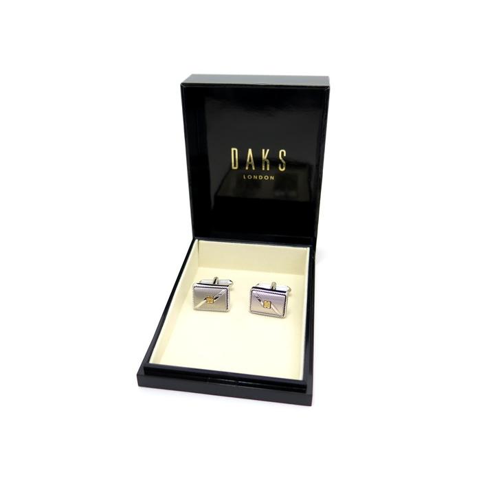 ブランド アクセサリー DAKS ダックス レクタングル マット&ゴールド エンブレム カフス カフスボタン カフリンクス 父の日 爆買の画像