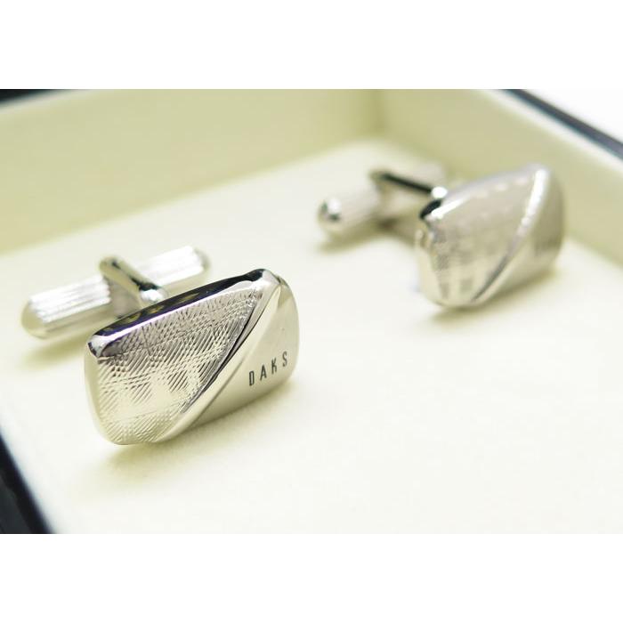 ブランド アクセサリー DAKS ダックス ハーフ ハウスチェック カフス カフスボタン カフリンクス シンプル きれい 父の日 爆買の画像