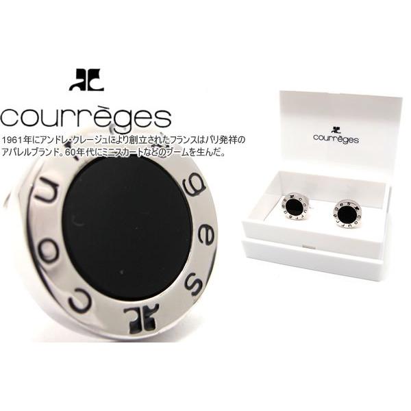 ブランド アクセサリー courreges クレージュ ラウンドロゴブラックカフス（カフスボタン カフリンクス）父の日 爆買 | courreges