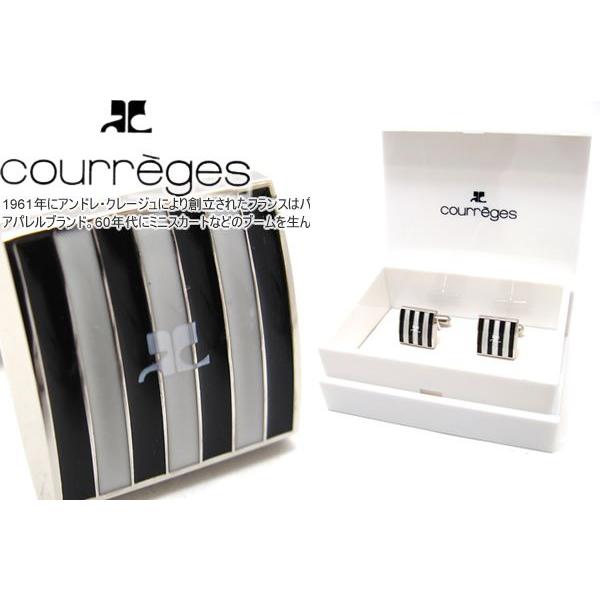 ブランド アクセサリー courreges クレージュ ストライプスクウェアブラック&ホワイトカフス（カフスボタン カフリンクス）父の日 爆買 | courreges