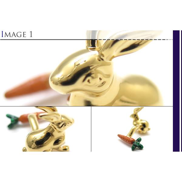 ブランド アクセサリー Babette Wasserman ラビット＆キャロットカフス（イエローゴールド）カフスボタン カフリンクス ユニーク おもしろ 可愛い 父の日の画像