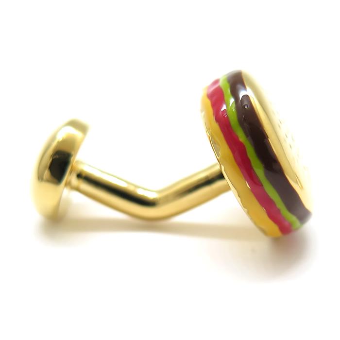 ブランド アクセサリー Babette Wasserman ハンバーガー＆ポテト カフス（イエローゴールド）カフスボタン カフリンクス ユニーク おもしろ 父の日 爆買の画像