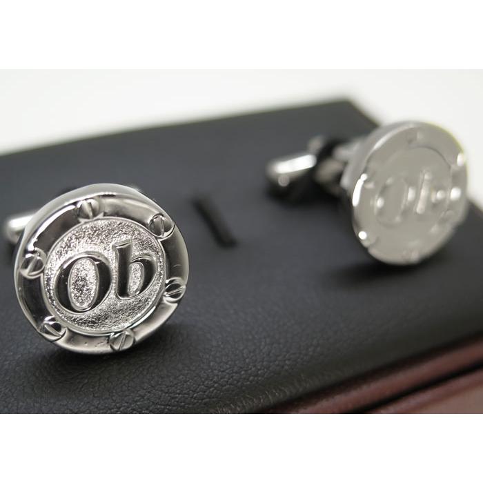 ブランド アクセサリー Orobianco オロビアンコ シルバー ob ラウンド カフス カフスボタン カフリンクス シンプル ビス 父の日 爆買の画像
