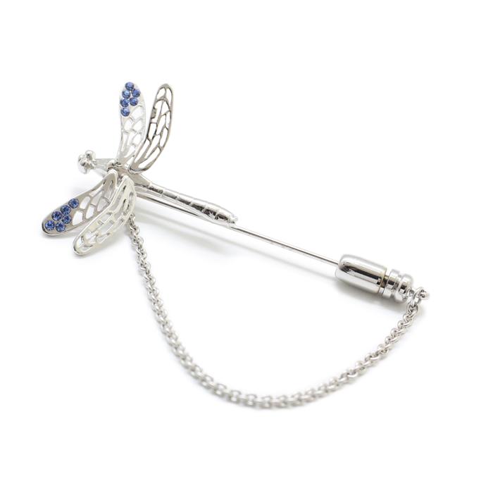 ブランド アクセサリー SWANK スワンク トンボ ラペルピン（ブルー）チェーン付き ブローチ バレンタイン 爆買 |  | 04