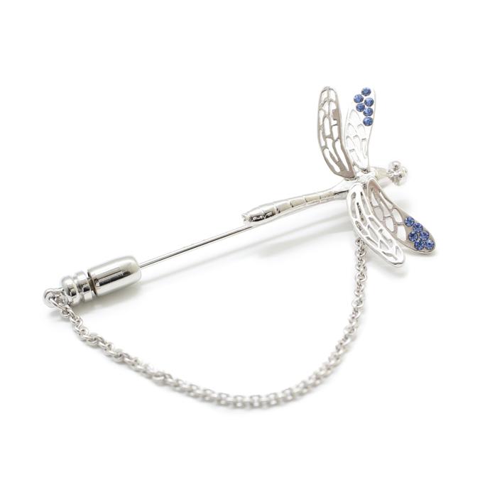 ブランド アクセサリー SWANK スワンク トンボ ラペルピン（ブルー）チェーン付き ブローチ バレンタイン 爆買 |  | 05