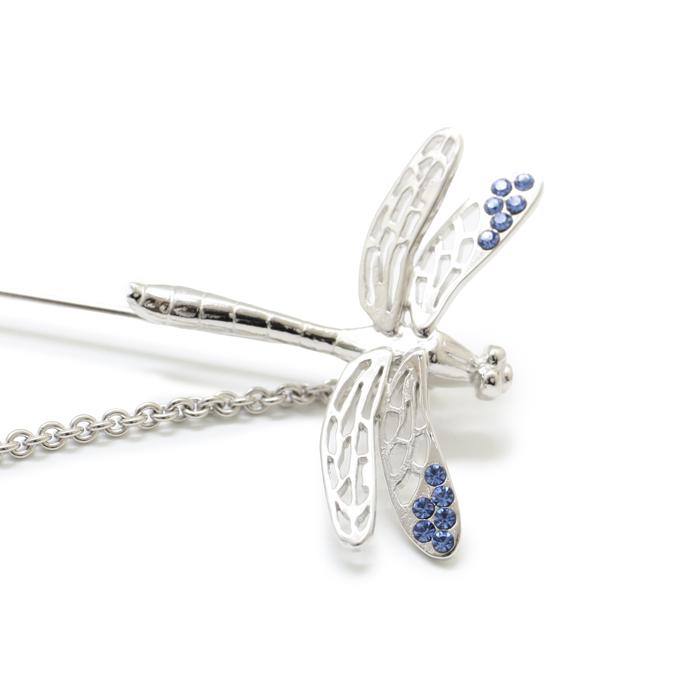 ブランド アクセサリー SWANK スワンク トンボ ラペルピン（ブルー）チェーン付き ブローチ バレンタイン 爆買 |  | 06