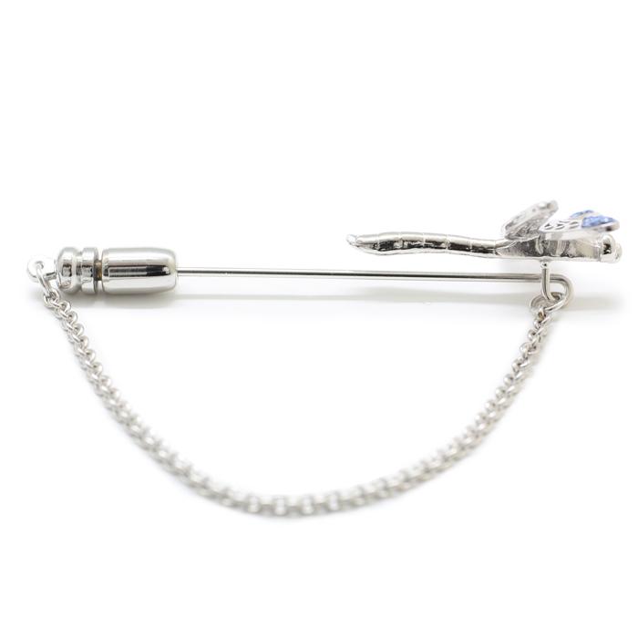 ブランド アクセサリー SWANK スワンク トンボ ラペルピン（ブルー）チェーン付き ブローチ バレンタイン 爆買 |  | 07