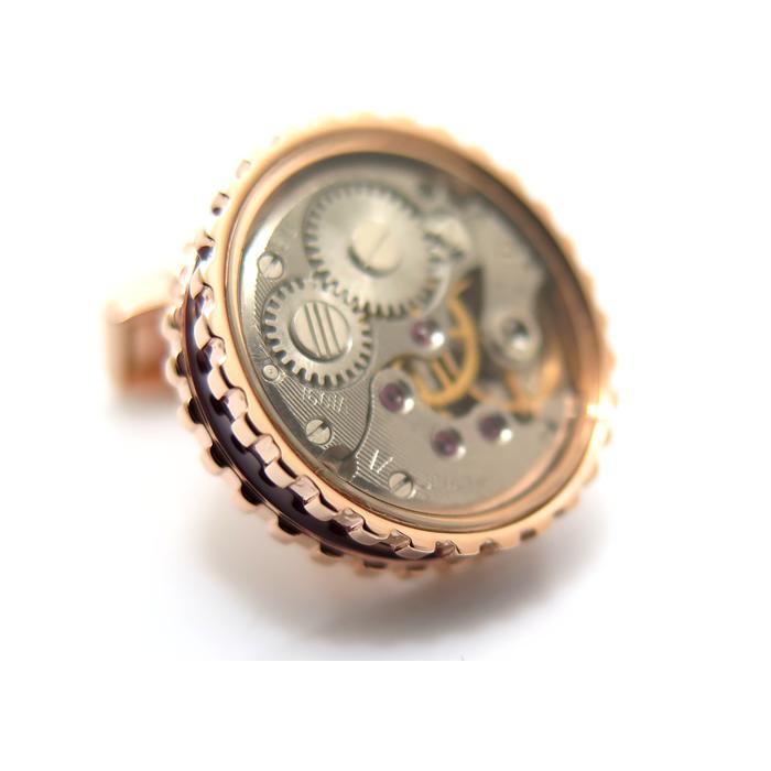ブランド アクセサリー TATEOSSIAN タテオシアン メカニカル スケルトン ギア ラウンド カフス（ローズゴールド＆バーガンディ）カフリンクス カフスボタンの画像
