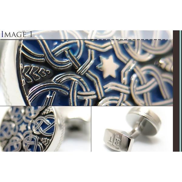 ブランド アクセサリー TATEOSSIAN タテオシアン エナメル スターウィーヴ カフス（ブルー＆ブラック） カフリンクス カフスボタン 父の日 爆買の画像