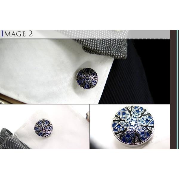 ブランド アクセサリー TATEOSSIAN タテオシアン エナメル スターウィーヴ カフス（ブルー＆ブラック） カフリンクス カフスボタン 父の日 爆買の画像