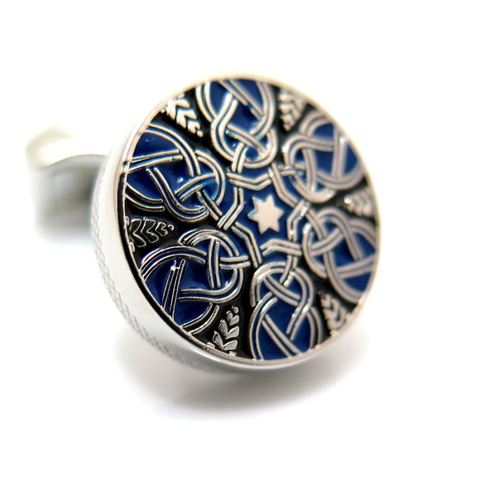 ブランド アクセサリー TATEOSSIAN タテオシアン エナメル スターウィーヴ カフス（ブルー＆ブラック） カフリンクス カフスボタン 父の日 爆買の画像