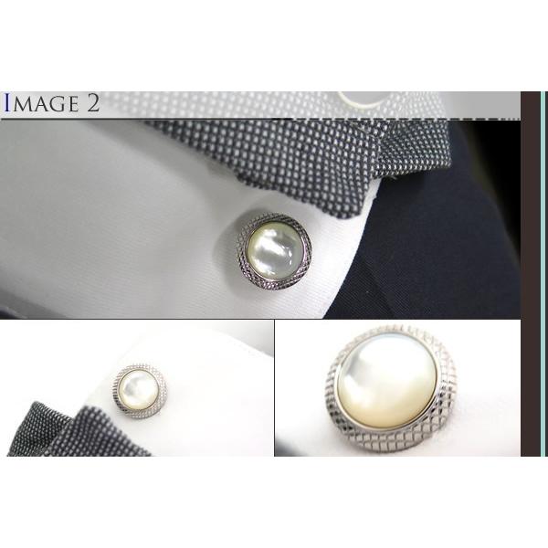 ブランド アクセサリー TATEOSSIAN タテオシアン ビジネス ブルズアイ 半貴石 カフス（ロジウム＆白蝶貝）カフスボタン カフリンクス 結婚式 父の日 爆買の画像
