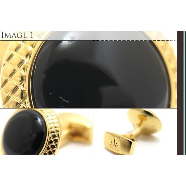 ブランド アクセサリー TATEOSSIAN タテオシアン ビジネス ブルズアイ 半貴石 カフス（イエローゴールド＆オニキス）カフリンクス 父の日 爆買の画像