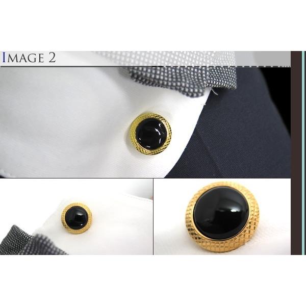 ブランド アクセサリー TATEOSSIAN タテオシアン ビジネス ブルズアイ 半貴石 カフス（イエローゴールド＆オニキス）カフリンクス 父の日 爆買の画像
