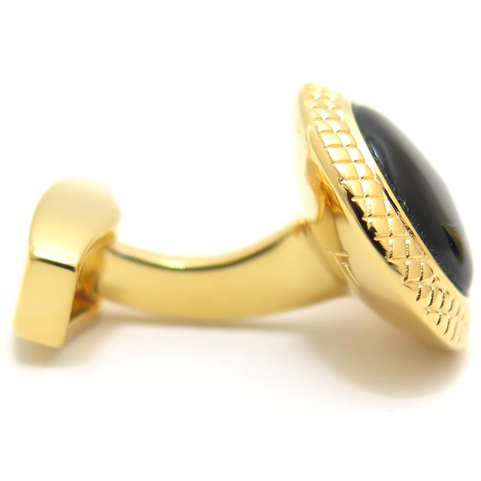 ブランド アクセサリー TATEOSSIAN タテオシアン ビジネス ブルズアイ 半貴石 カフス（イエローゴールド＆オニキス）カフリンクス 父の日 爆買の画像