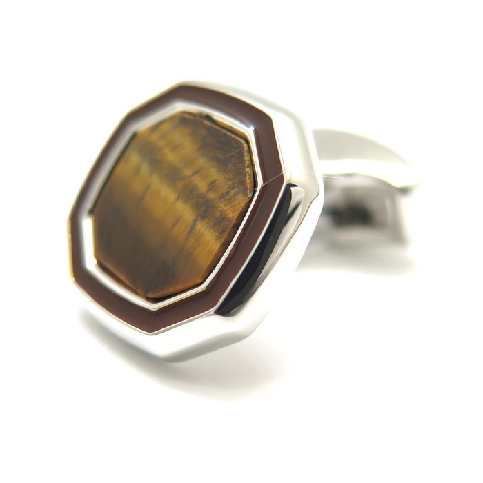 ブランド アクセサリー TATEOSSIAN タテオシアン ビジネス オクタゴン 半貴 石カフス（ロジウム＆タイガーアイ）カフスボタン カフスリンクス 父の日 爆買 | TATEOSSIAN | 07