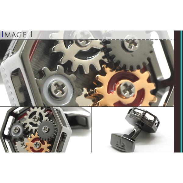 ブランド アクセサリー TATEOSSIAN タテオシアン メカニカル オクト ギア カフス（ガンメタル、ローズゴールド、ガンメタル、レッド＆ブラックエナメル）の画像