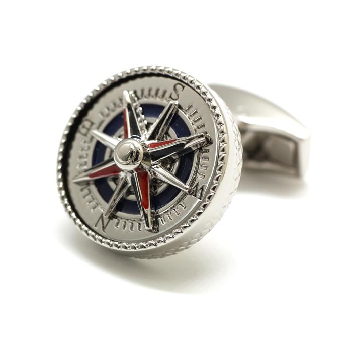 TATEOSSIAN タテオシアン プレイタイム マリンコンパス カフス（パラジウム＆ブラック、レッド、ネイビーエナメル）カフスボタン カフリンクスの画像