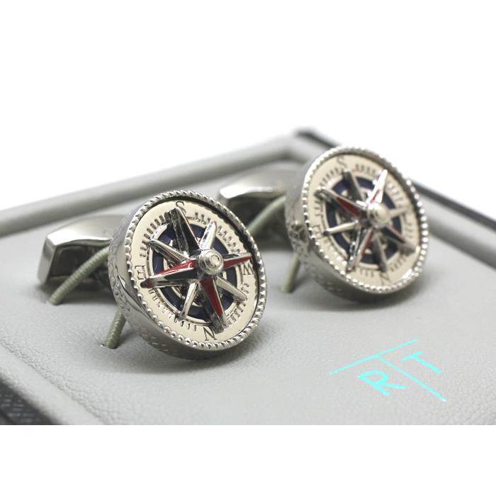 TATEOSSIAN タテオシアン プレイタイム マリンコンパス カフス（パラジウム＆ブラック、レッド、ネイビーエナメル）カフスボタン カフリンクスの画像