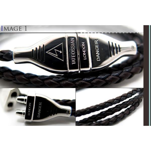 ブランド アクセサリー TATEOSSIAN タテオシアン シルバーエレクトリックレザーブレスレット（ブラック&ブラウン）父の日 爆買の画像