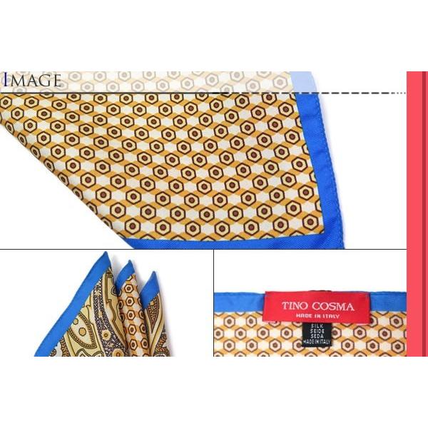 ブランド アクセサリー TINO COSMA ティノコズマ ペイズリー&ヘキサゴン シルク ポケットスクエア（イエロー）(イタリア製）バレンタイン 爆買 | ティノコズマ | 02