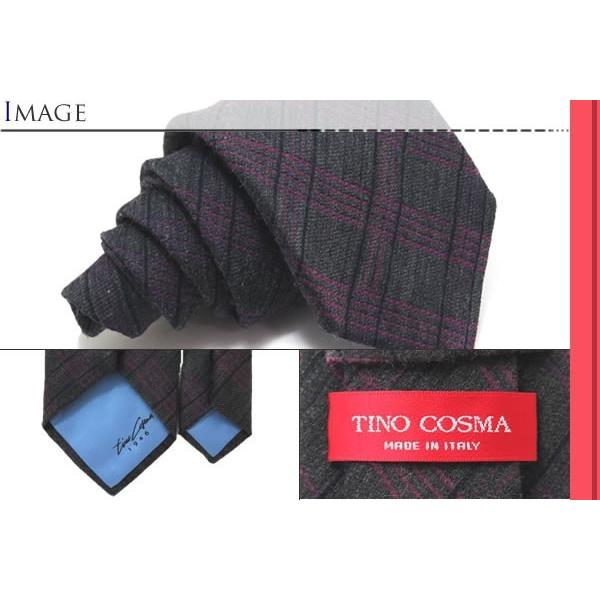 ブランド ネクタイ TINO COSMA ティノコズマ 四筋格子 シルク ブランド ネクタイ（パープル）(イタリア製）バレンタイン 爆買 | ティノコズマ | 02