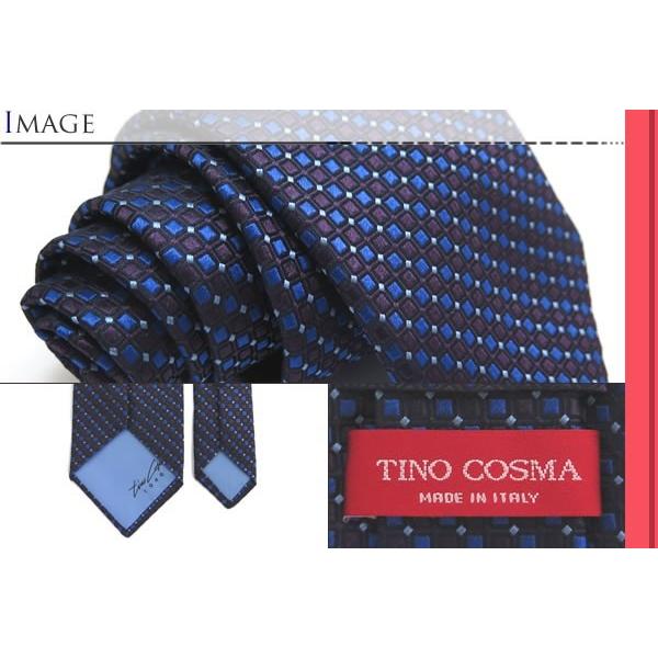 ブランド ネクタイ TINO COSMA ティノコズマ スクエア＆ロンバス ジオメトリックパターンシルクタイ（パープル）(イタリア製）バレンタイン 爆買 | ティノコズマ | 02