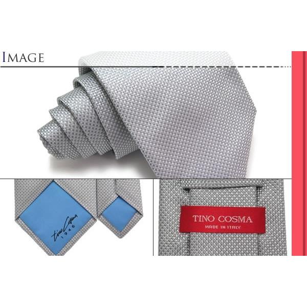 ブランド ネクタイ TINO COSMA ティノコズマ スモール ギンガムチェック シルク ブランド ネクタイ（シルバー）イタリア製 結婚式 バレンタイン 爆買 | ティノコズマ | 02